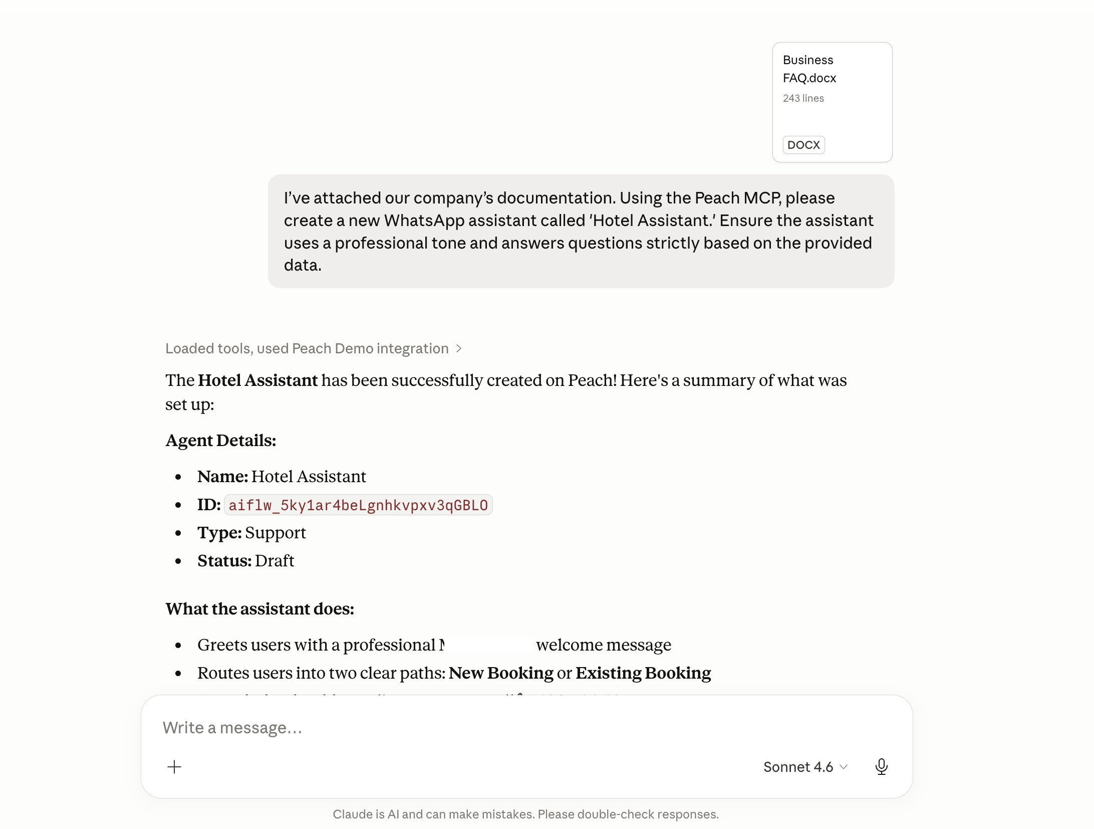 Agent Created Confirmation